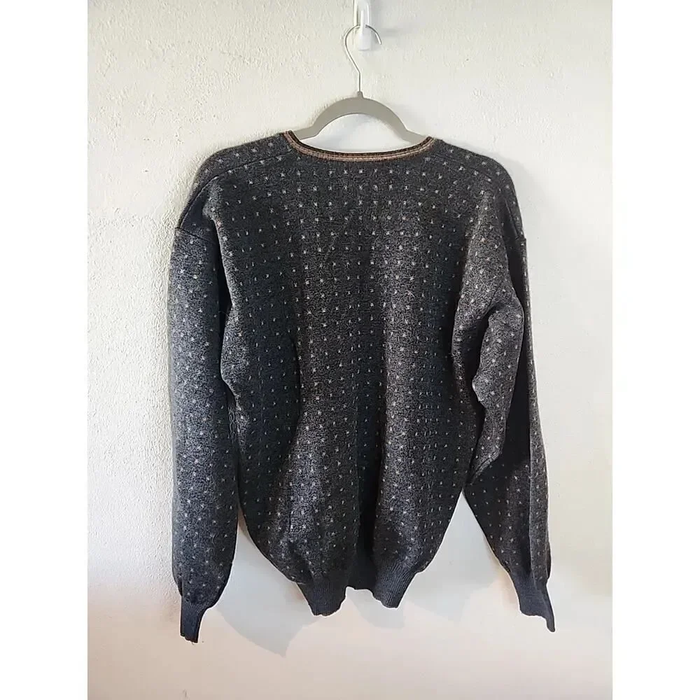 Vtg Tricots St. Raphael Mens Vneck Pure Wool Grandpa Sweater Red Sz Medium